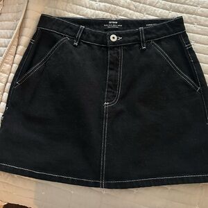 Cotton On Black Denim Skirt with White Stitching